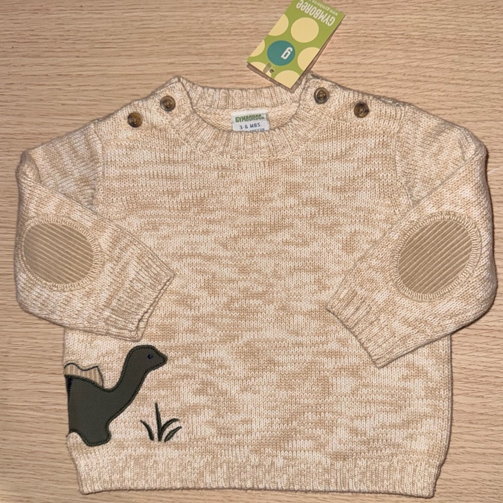 NWT Gymboree Infant Boy Cream / White Heathered  Cordoroy Elbow Patches Sweater